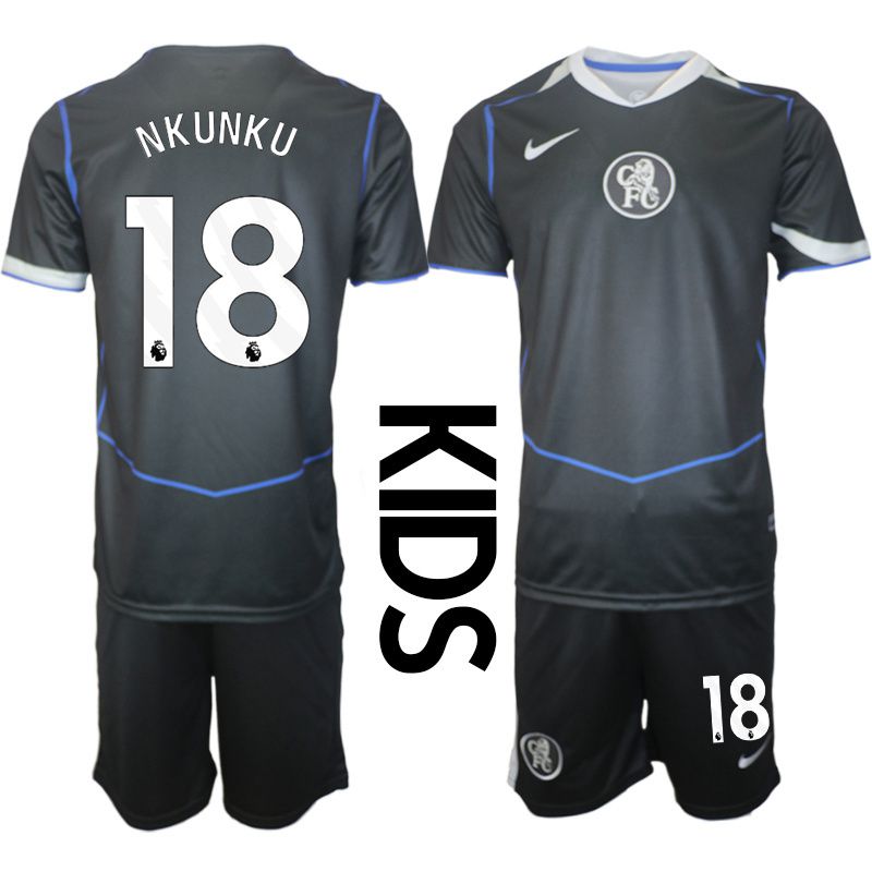 Youth 2025-2026 Club Chelsea away black #18 Soccer Jersey->youth soccer jersey->Youth Jersey